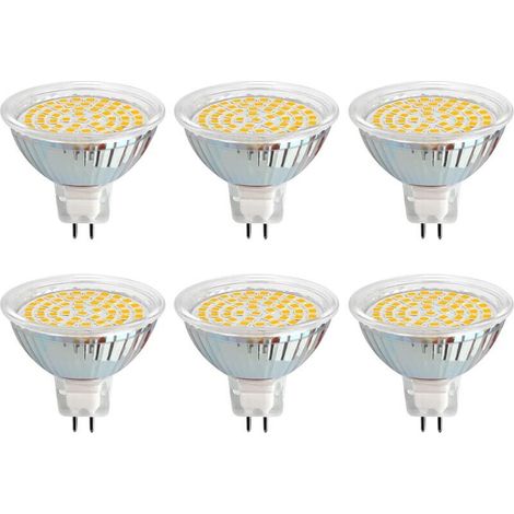 Ampoule GU5.3 LED 12V 3W Blanc Chaud 6000K, Ø50mm, Équivalent GU5.3 30W , 300LM, AC/DC 12V MR16 GU5.3 Spot LED Encastrable pour Jardin Extérieur/Entrée/Terrasse, Non-dimmable, lot de 6 [Classe énergét (1/4)