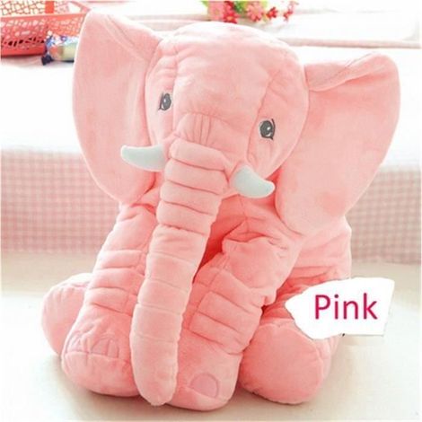 Doudou Peluche Nez Long Éléphant Poupée Coussin Douce Jouet Lombaire Animal mignon Elephant Oreiller pour bébés enfants (Rose 60CM) (1/2)