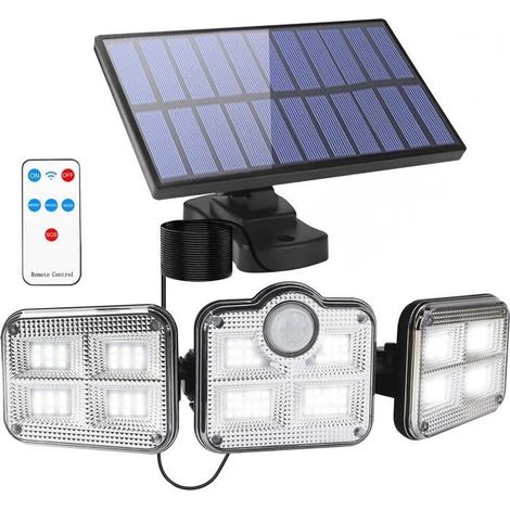 Applique murale solaire LED 3 têtes 122 Leds avec détecteur de mouvement - MORI YOSHIDA - Étanche IP65 - Gris (1/4)