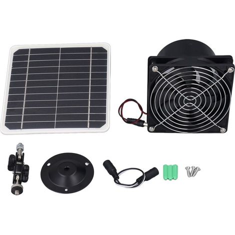 6.5 Inch Solar Powered Exhaust Fan 50W 12V ABS Monocrystalline Silicon Solar Panel Ventilation Fan Kit for Round Pipe Pet House (1/5)