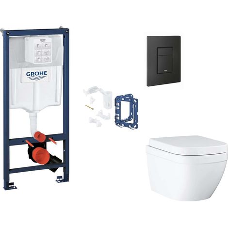 Grohe Rapid SL - Set bâti-support, cuvette, abattant SoftClose et plaque de déclenchement Even et kit pour insertion de tablette, Triple Vortex, phantom black SANI11BB5135 (1/5)