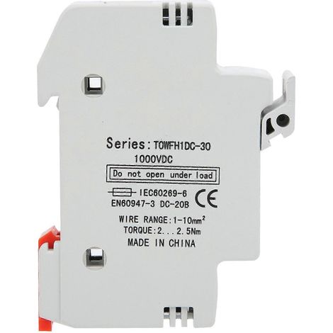Support de fusible pour montage sur rail DIN, dispositifs de distribution et de commande d'énergie TOWFH1DC 1000VDC 1P20A