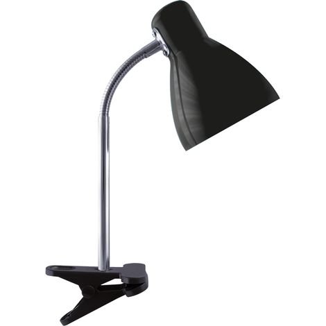 Lampada da scrivania KATI E27, clip nera (1/2)