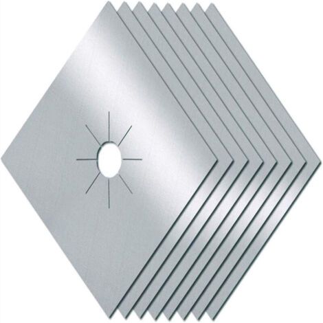 Pair Lot de 8 protections pour cuisinière à gaz – Tapis anti-chaleur en aluminium – Épaisseur 0,2 mm – Argent