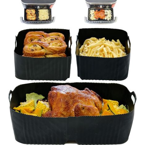 Moule silicone réutilisable Air Fryer, compatible Ninja Foodi Flex AF500EU 10,4 L, deux tailles incluses