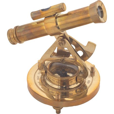 Alidada de latón con telescopio y brújula decorativa 9,5 cm