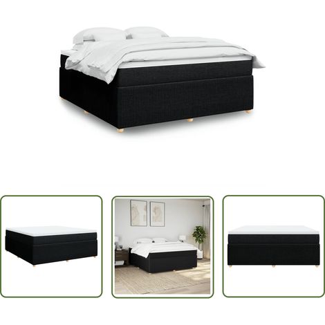 vidaXL Sommier à lattes de lit avec matelas Noir 180x200 cm Tissu (1/5)