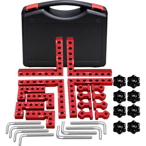 Équerres de Menuisier en Aluminium 90°, Pinces de Positionnement et de Serrage pour Assemblage, Outil de Fixation d'Angle Droit pour le Bricolage et la Menuiserie, Lot de 16 (1/5)