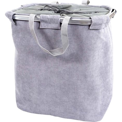 Cesto para la ropa sucia con cordón 2 compartimentos 54x52x32cm 89L gris 040001295