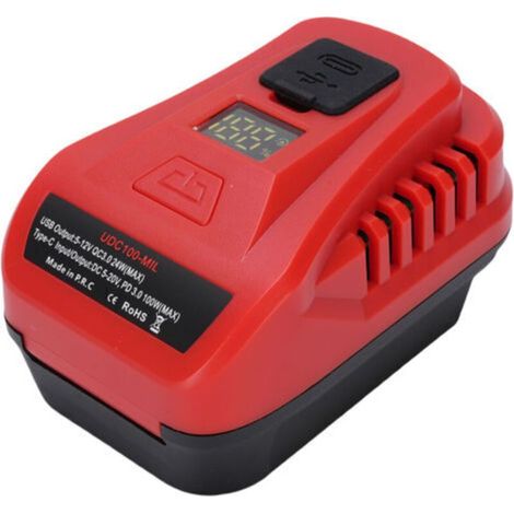 Pair - Adaptateur de batterie USB 100 W avec onduleur et station d'alimentation 2 en 1 pour charge rapide bidirectionnelle (compatible avec les modèles 48-11-1828, 48-11-1815 et 48-11-1840 18 V) (1/5)