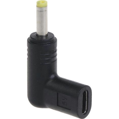 Adaptateur secteur pour ordinateur portable, connecteur USB-C femelle vers prise jack CC mâle 4,0 x 1,7 mm, coude à 90° (1/5)