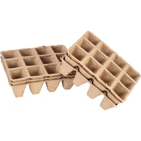 Pequeños lechos de siembra de turba (3x4 agujeros) 16 x 12 x 4,5 cm, 5 piezas (1/5)