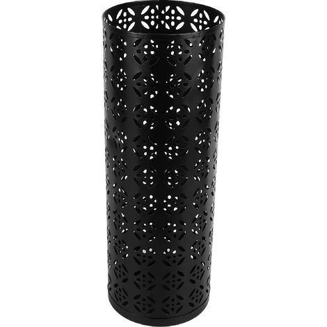 Porte-parapluie rond en métal ajouré, élégant et antirouille, motif cuivre, noir, 42 x 15 x 15 cm / 16,5 x 5,9 x 5,9 pouces. (1/5)
