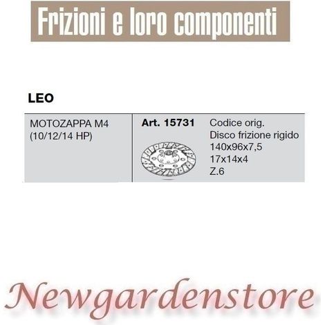 Disco frizione 15731 motozappa M4 10 12 14HP compatibile  LEO 17x14x4 140x96x7,5