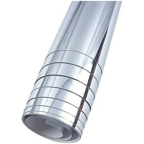 Rouleau de miroir flexible autocollant 50 cm x 200 cm – Papier argent – Pour surfaces lisses – Décoration murale personnalisable (1/4)