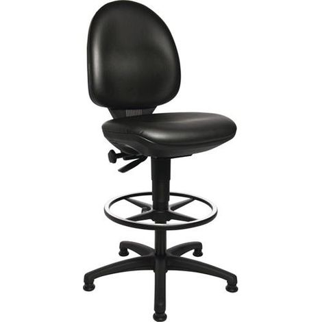 Arbeitsdrehstuhl Tec 50 Bodengleiter+Fußring Kunstlederpolster schwarz 590-840mm (1/4)
