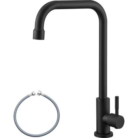 Kalt Küche Wasserhahn, 360° Drehbar Küchenarmatur Spültischarmatur Einhandmischer Mischbatterie, Schwarz