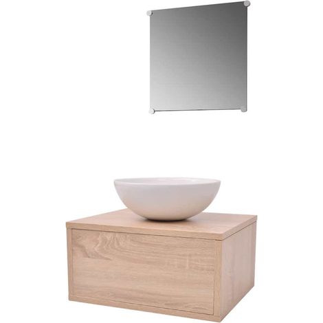 Maison Exclusive - 3-tlg. Badmöbel und Waschbecken Set Beige (1/5)