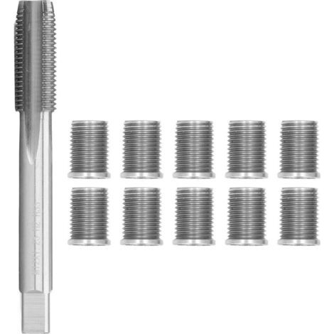 Outil de réparation de filetage de bougie d'allumage M10x1,25 – Kit avec 10 tuyaux filetés et 1 taraud M12x1,25 – Acier inoxydable et rapide (1/4)