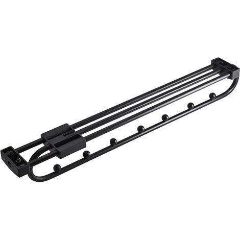 Barra extensible ajustable para armario, Y03 negra, 14 pulgadas (6 cuentas), barra para colgar ropa, barra extensible, organizador de almacenamiento (1/5)
