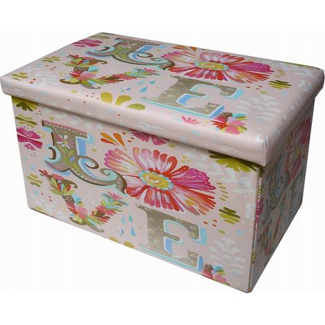 Pouf de rangement en simili cuir 36x60x36 cm Boîte de rangement avec couvercle Cube de rangement Pouf de rangement pliable (1/5)