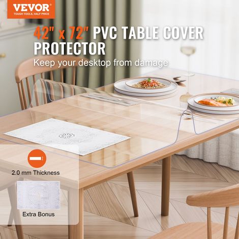 Nappe Rectangle Transparente 106,7x182,9 cm Épaisseur 2 mm, Film de Table Transparent en PVC, Imperméable et Facile à Nettoyer, Pro… (1/5)