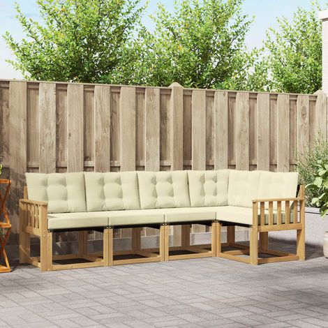 vidaXL Outdoor-Sofagarnitur mit Kissen 5 pcs Weiß und Creme (1/5)