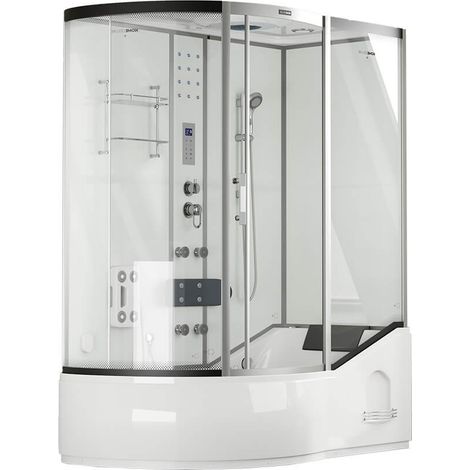 Home Deluxe - Douche hammam avec hydromassage ALLIN 4IN1 - 170 x 90 Blanc Gauche (1/10)