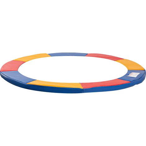 Copertura Tappeto Elastico Ø305x1.5 cm Pieghevole e Portatile, Protezione Trampolino da Giardino in Plastica, PE e Schiuma EPE, Rosso, Blu e Giallo