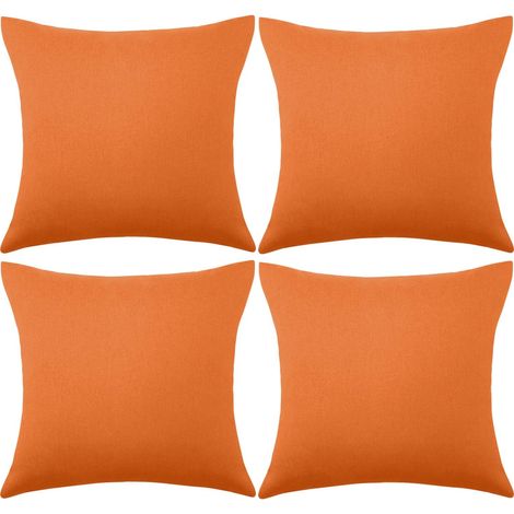 Lot de 4 Housses de Coussin carrées décoratives et imperméables avec revêtement en polyuréthane pour extérieur, terrasse, Balcon, Jardin, canapé, Tente, 45,7 x 45,7 cm (Orange) (1/5)