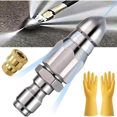 1 Buse turbo haute pression,connecteur rapide 1/4 pouce,acier inoxydable,pour débouchage égouts et tuyaux(Troisième trimestre : septembre) (1/5)