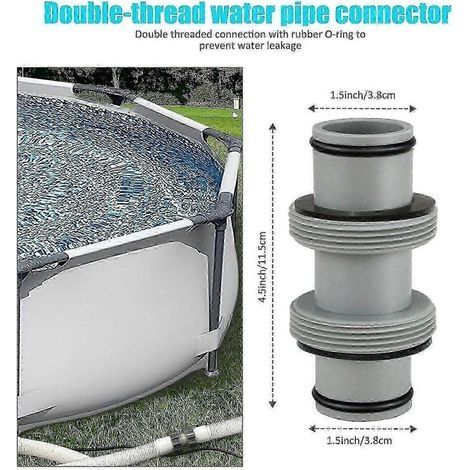 Raccord de tuyau de piscine 38 mm, adaptateur de tuyau de piscine pour Intex, Bestway et Coleman, raccord pour tuyau de piscine 38 mm, raccord pour tuyau de piscine Intex, raccord pour pompe de piscin (1/5)