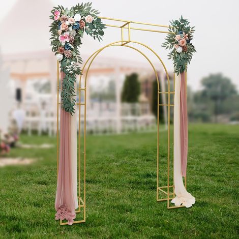 Hochzeitsbogen Quadratischer Torbogen Hochzeit Hintergrund Ausstellungsständer 180x30x250cm Goldener Bogenrahmen Blumenballon Dekoration Geburtstags Deko für Party, Garten, Hochzeit (Gold) (1/5)