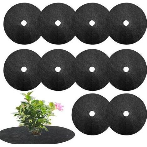 Tapis De Paillage Anti Mauvaise Herbes 10 Tapis Protection Arbre Non Tissés Ronde Anneaux De Paillis D'arbre Réutilisables Disque De Paillage De Protection Pour Plan-tes En Pot, Arbres, Fleurs (1/5)