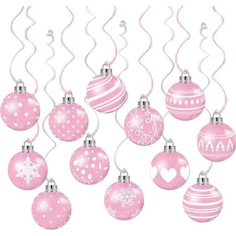 24 rosa Weihnachtskugeln zum Aufhängen - Weihnachtsdekoration (siehe Foto) (1/5)