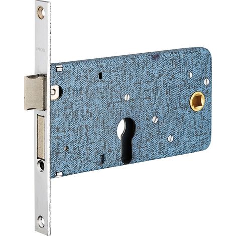 Serratura da incasso a cilindro per porta esterna, asse a 60mm, piastra quadra - THIRARD