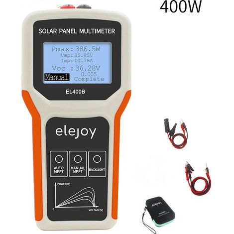 EL400B Tragbares Handheld-Photovoltaik-Panel-Leistungsmultimeter Solarpanel-Tester Leistungsmesser Amperemeter LCD-Digitalanzeige Hintergrundbeleuchtung Bildschirmtester
