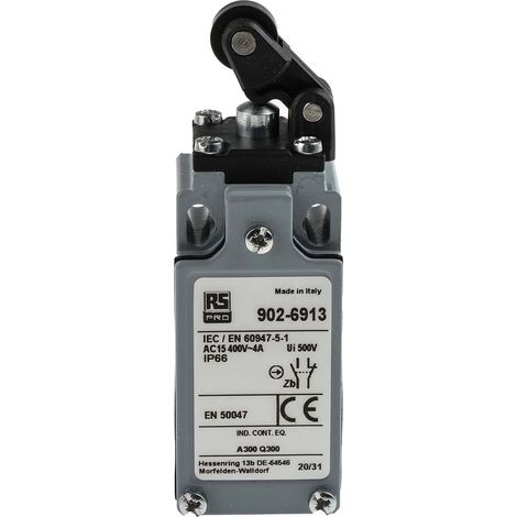 Interrupteur de fin de course RS PRO, Levier à galet, NO/NF, 10A, 400V ( Prix pour 1 )