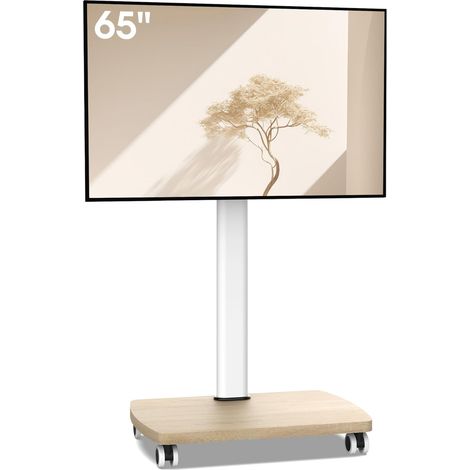 Support TV roulettes pour TV de 32-65 Pouces - Support TV sur Pied Plus Haut 1240 MM-1420 MM Pivotant 60° Inclinaison 12° jusqu'à 40 KG Max. VESA 400x400mm
