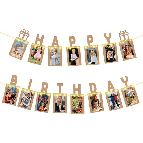Guirlande Photo Anniversaire - 15 Cadres - Papier Et LED - Decoration Lumineuse - Fete Enfant Adulte - 5 Metres (1/4)