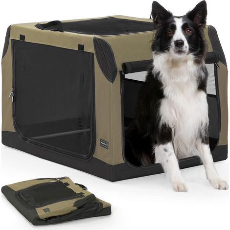 Hundetransportbox faltbar für Auto, Kofferraum & Rückbank, L, Armeegrün (1/5)