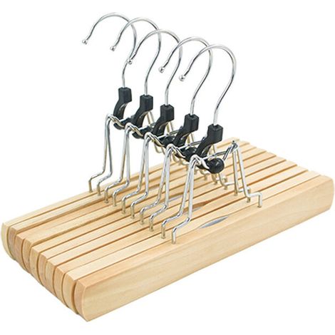 Gruccia per pantaloni in legno da 5 pezzi, finitura naturale (1/4)