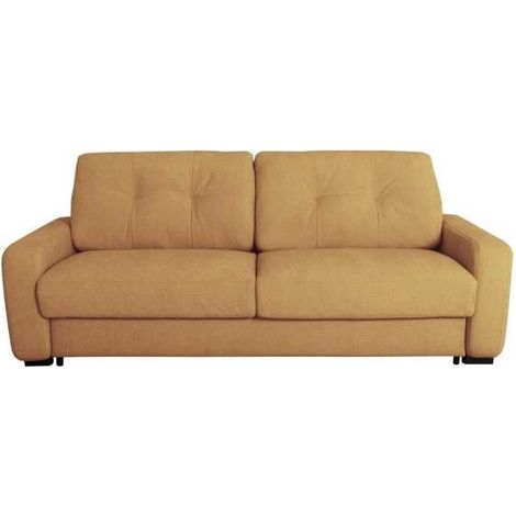 Canapé convertible express - 2/3 places - SOA - Tissu gauffré - Ocre - Matelas 15 cm - 195 x 100 x 91 cm - DUNLOPILLO (1/5)