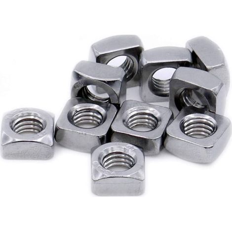 Écrou carré M8 (8 mm) (chanfreiné) – Acier inoxydable (A2) (lot de 20) (1/3)