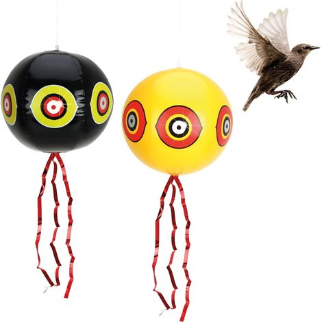(2 pièces - Ballon) Ballon Anti-Oiseaux - épouvantail à Suspendre avec Yeux réfléchissants et Rayures crépitantes - effaroucheur d'oiseaux pour étourneaux, Corbeaux, choucas, Pigeons