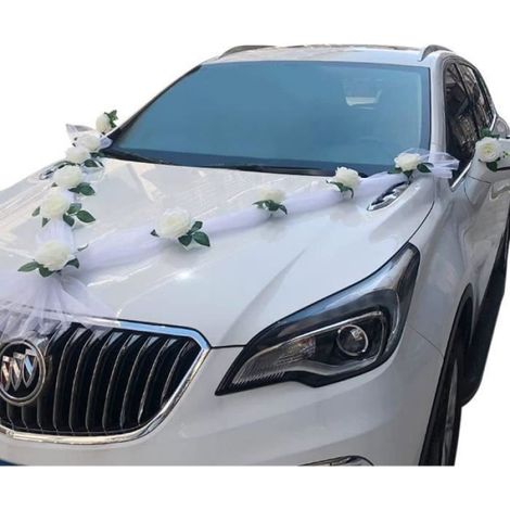 Ruban de Décoration - Mariage - Voiture - Fleurs Artificielles - 1,6 m - Rose et Blanc (1/4)