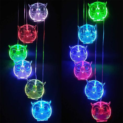 Carillon solaire hibou, lumière lumineuse étanche à couleurs changeantes, décoration de jardin solaire d'extérieur pour la fête des mères, l'anniversaire de maman, décoration de cour et de jardin (1/5)