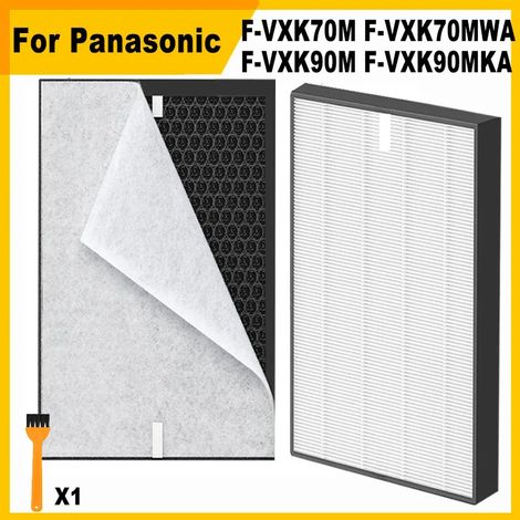 (1 jeu) Filtre HEPA de rechange à charbon actif compatible avec les purificateurs d'air Panasonic F-VXK70M, F-VXK70MWA, F-VXK90M et F-VXK90MKA (1/4)