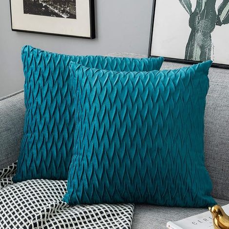 Housses Coussin en 40x40cm Salon Canapé Housses Coussin Carrés de Motif uni Décoration Chambre Turquoise