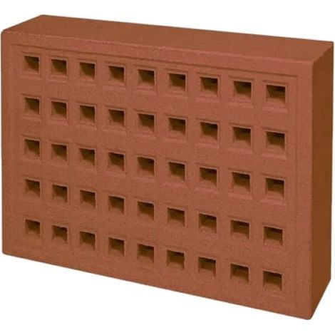215mm x 140mm Square Hole Clay Air Brick Red (9" x 6")